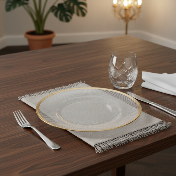 Clear Plate W/Gold border