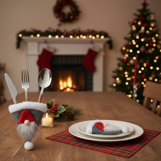 4 cutlery holder, Christmas gnome hat