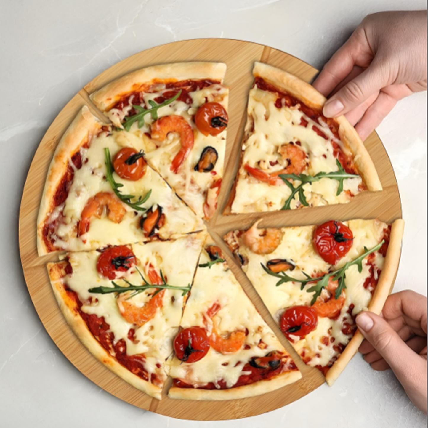 Round wooden serving board
