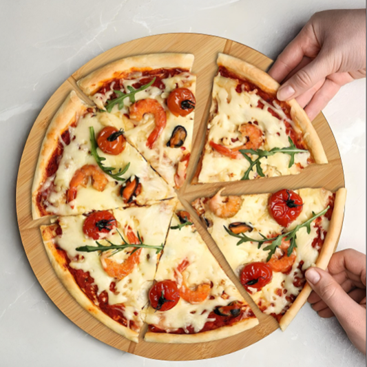 Round wooden serving board