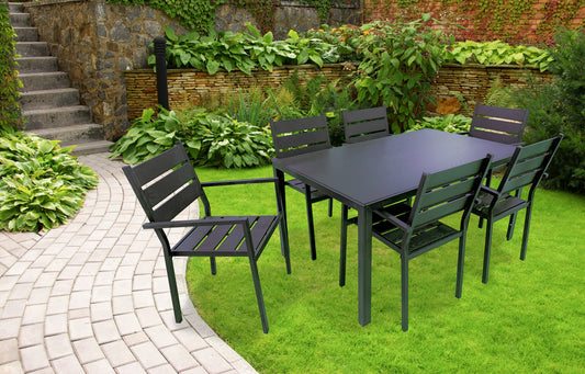 Outdoor modern table set with 6 chairs